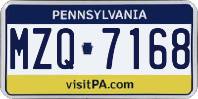 PA license plate MZQ7168