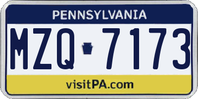 PA license plate MZQ7173