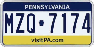 PA license plate MZQ7174