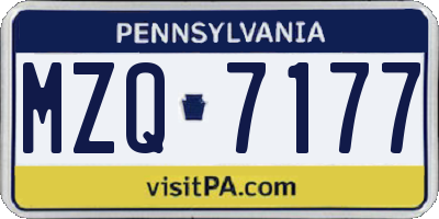 PA license plate MZQ7177