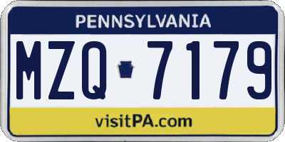 PA license plate MZQ7179