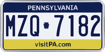 PA license plate MZQ7182