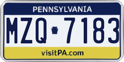 PA license plate MZQ7183