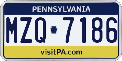 PA license plate MZQ7186