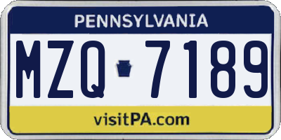 PA license plate MZQ7189