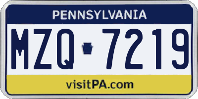 PA license plate MZQ7219