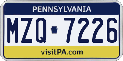 PA license plate MZQ7226