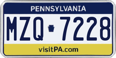 PA license plate MZQ7228