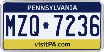 PA license plate MZQ7236