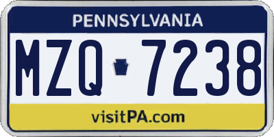 PA license plate MZQ7238
