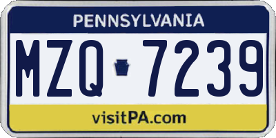PA license plate MZQ7239