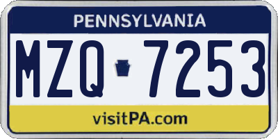 PA license plate MZQ7253