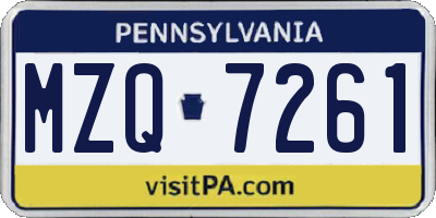 PA license plate MZQ7261