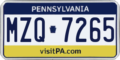 PA license plate MZQ7265