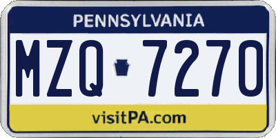 PA license plate MZQ7270