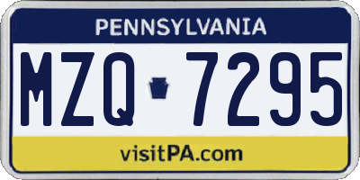 PA license plate MZQ7295