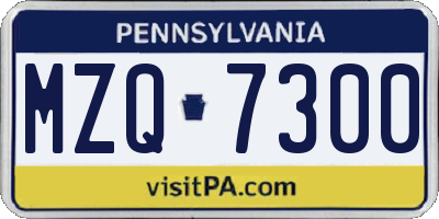 PA license plate MZQ7300