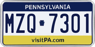 PA license plate MZQ7301