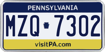 PA license plate MZQ7302