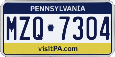 PA license plate MZQ7304