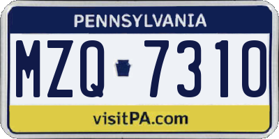 PA license plate MZQ7310