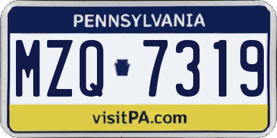 PA license plate MZQ7319