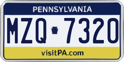 PA license plate MZQ7320