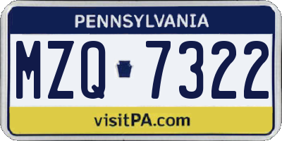 PA license plate MZQ7322