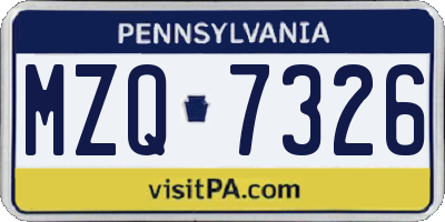 PA license plate MZQ7326