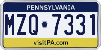 PA license plate MZQ7331