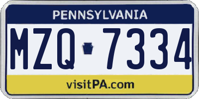 PA license plate MZQ7334