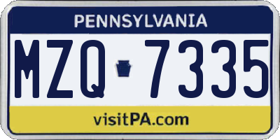 PA license plate MZQ7335