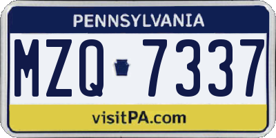 PA license plate MZQ7337