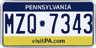 PA license plate MZQ7343