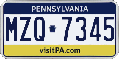 PA license plate MZQ7345