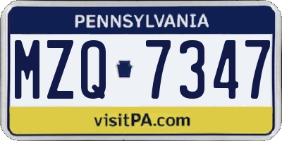 PA license plate MZQ7347