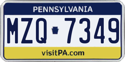 PA license plate MZQ7349