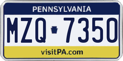 PA license plate MZQ7350