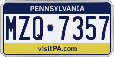PA license plate MZQ7357