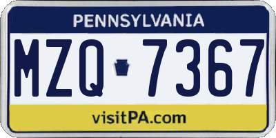 PA license plate MZQ7367