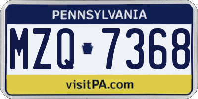 PA license plate MZQ7368