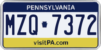 PA license plate MZQ7372