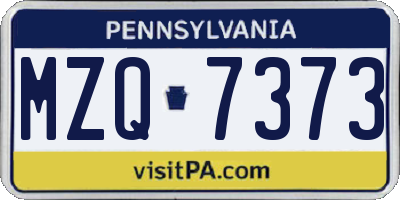 PA license plate MZQ7373