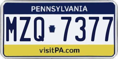 PA license plate MZQ7377