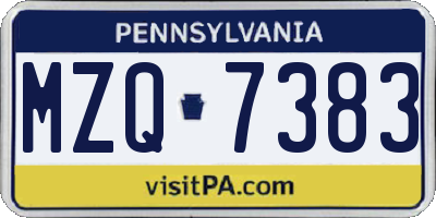 PA license plate MZQ7383