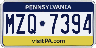 PA license plate MZQ7394
