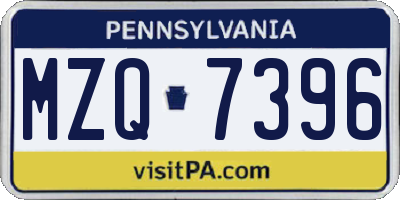 PA license plate MZQ7396