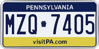 PA license plate MZQ7405