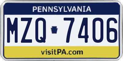 PA license plate MZQ7406
