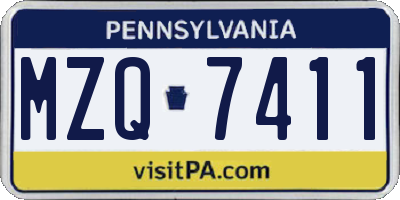 PA license plate MZQ7411